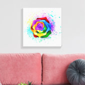 Roos voor kleurrijke regenboog canvas afdruk (Insitu (Woonkamer))