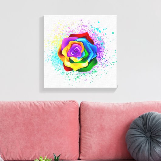 Roos voor kleurrijke regenboog canvas afdruk (Insitu (Woonkamer))