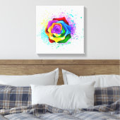 Roos voor kleurrijke regenboog canvas afdruk (Insitu (Slaapkamer))