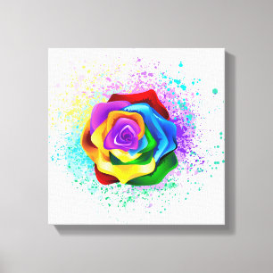 Roos voor kleurrijke regenboog canvas afdruk