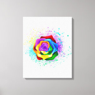 Roos voor kleurrijke regenboog canvas afdruk