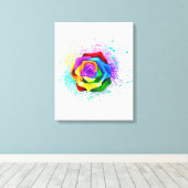 Roos voor kleurrijke regenboog canvas afdruk (Insitu (Houten vloer))