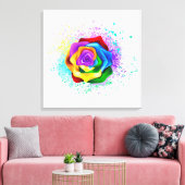 Roos voor kleurrijke regenboog canvas afdruk (Insitu (Woonkamer))