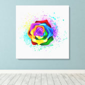 Roos voor kleurrijke regenboog canvas afdruk (Insitu (Houten vloer))