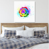 Roos voor kleurrijke regenboog canvas afdruk (Insitu (Slaapkamer))
