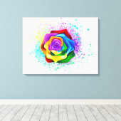 Roos voor kleurrijke regenboog canvas afdruk (Insitu (Houten vloer))
