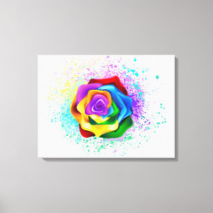 Roos voor kleurrijke regenboog canvas afdruk