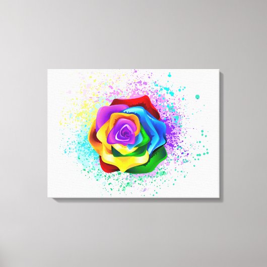 Roos voor kleurrijke regenboog canvas afdruk (Voorkant)
