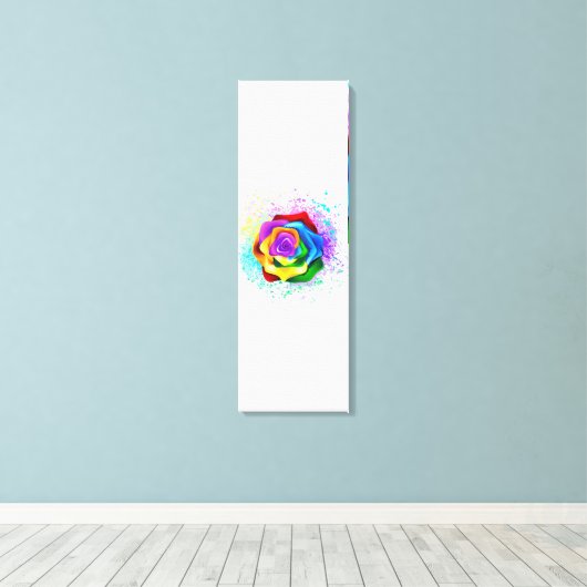 Roos voor kleurrijke regenboog canvas afdruk (Insitu (Houten vloer))