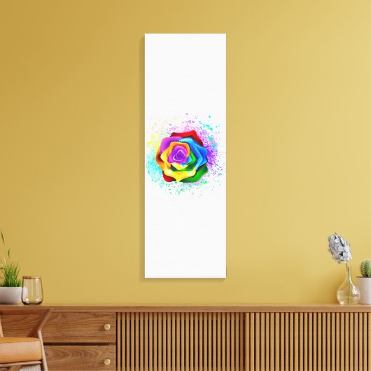 Roos voor kleurrijke regenboog canvas afdruk (Insitu (Woonkamer))