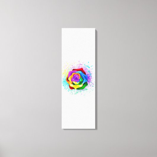 Roos voor kleurrijke regenboog canvas afdruk (Voorkant)