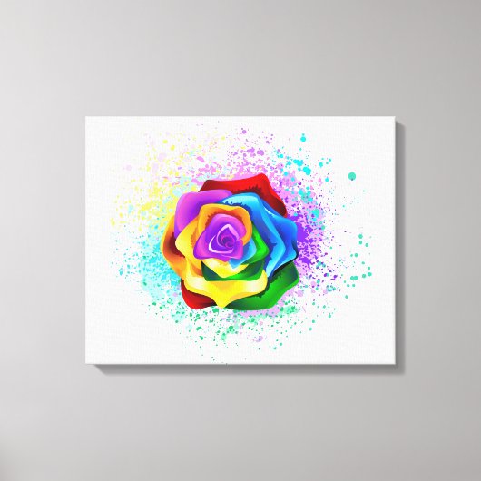 Roos voor kleurrijke regenboog canvas afdruk (Voorkant)