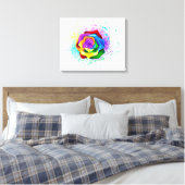 Roos voor kleurrijke regenboog canvas afdruk (Insitu (Slaapkamer))