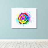 Roos voor kleurrijke regenboog canvas afdruk (Insitu (Houten vloer))