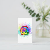 Roos voor kleurrijke regenboog contactkaartje (Staand voorkant)