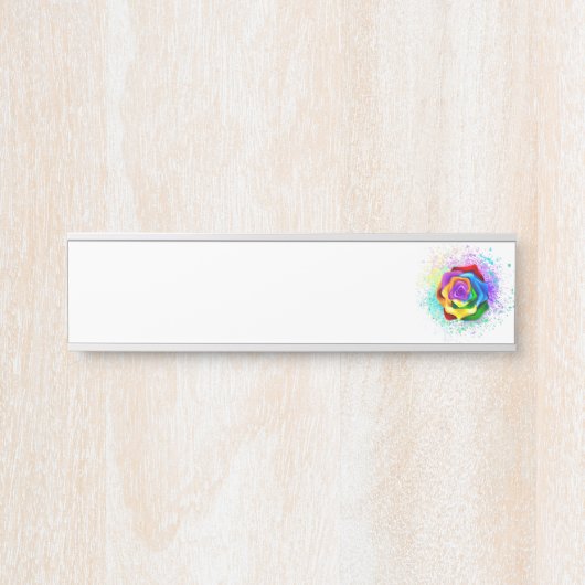 Roos voor kleurrijke regenboog deurbordje (Voorkant)