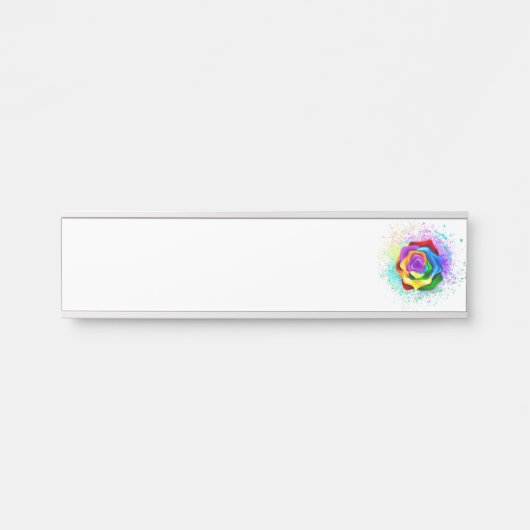 Roos voor kleurrijke regenboog deurbordje (Voorkant)