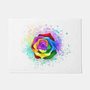 Roos voor kleurrijke regenboog deurmat