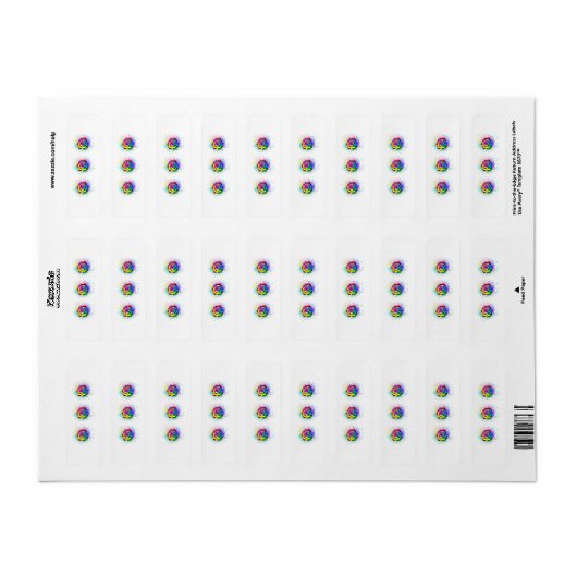 Roos voor kleurrijke regenboog etiket (Full Sheet)