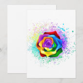 Roos voor kleurrijke regenboog feestdagenkaart (Voorkant / Achterkant)
