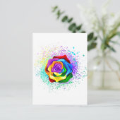 Roos voor kleurrijke regenboog feestdagenkaart (Staand voorkant)