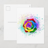 Roos voor kleurrijke regenboog feestdagenkaart (Voorkant / Achterkant)