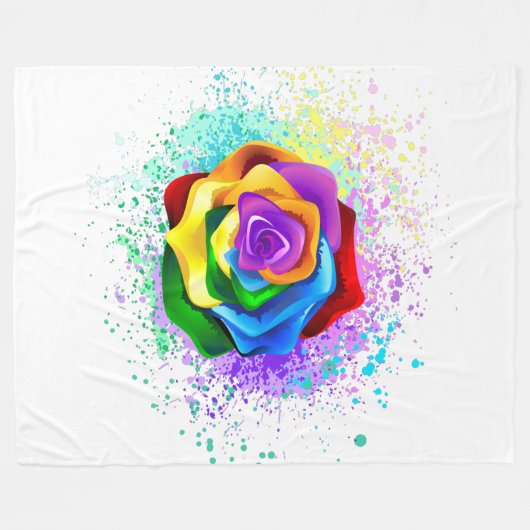 Roos voor kleurrijke regenboog fleece deken (Voorkant (Horizontaal))