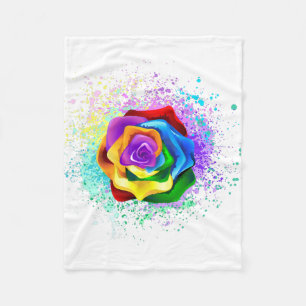 Roos voor kleurrijke regenboog fleece deken