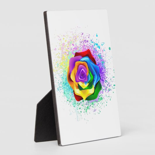 Roos voor kleurrijke regenboog fotoplaat (Zijkant)