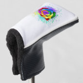 Roos voor kleurrijke regenboog golfheadcover (3/4 voorkant)