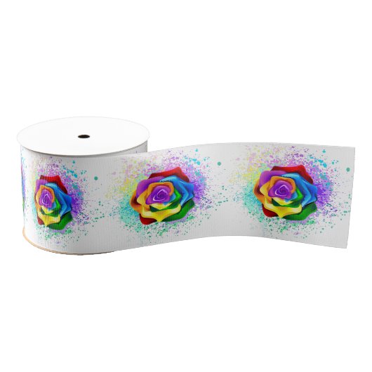 Roos voor kleurrijke regenboog grosgrain lint (Spoel)