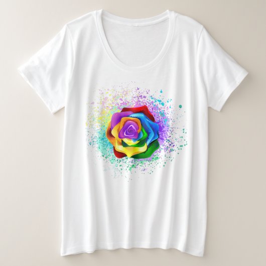 Roos voor kleurrijke regenboog grote maat t-shirt (Design voorkant)