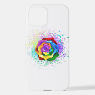Roos voor kleurrijke regenboog iPhone 12 hoesje