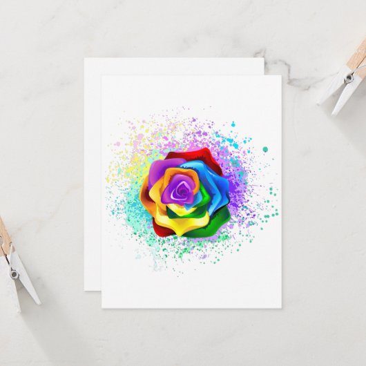 Roos voor kleurrijke regenboog kaart (Voorkant / Achterkant in situ)