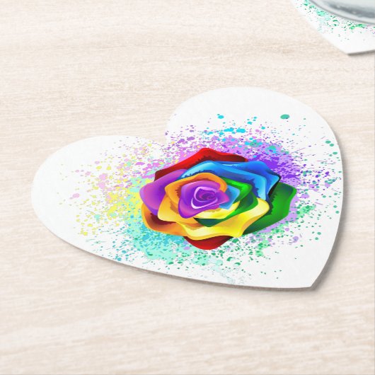 Roos voor kleurrijke regenboog kartonnen onderzetters (Gekanteld)