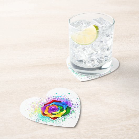 Roos voor kleurrijke regenboog kartonnen onderzetters (Insitu)