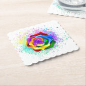 Roos voor kleurrijke regenboog kartonnen onderzetters (Gebogen)