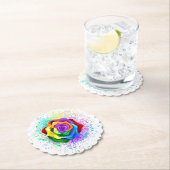 Roos voor kleurrijke regenboog kartonnen onderzetters (Insitu)