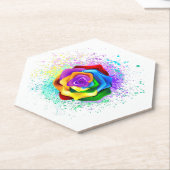 Roos voor kleurrijke regenboog kartonnen onderzetters (Schuin)