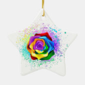 Roos voor kleurrijke regenboog keramisch ornament (Achterkant)