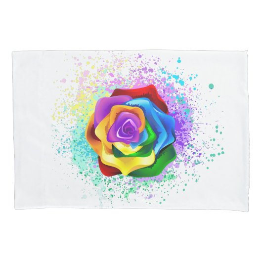 Roos voor kleurrijke regenboog kussensloop (Voorkant-Links)