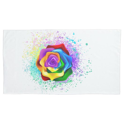 Roos voor kleurrijke regenboog kussensloop (Voorkant-Links)