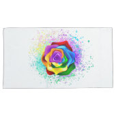 Roos voor kleurrijke regenboog kussensloop (Voorkant-Rechts)