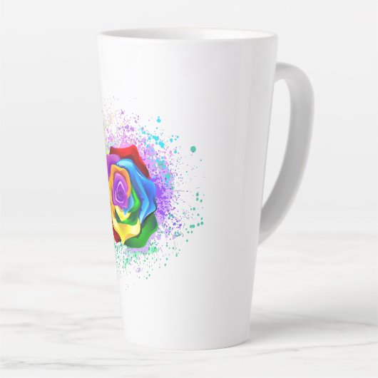 Roos voor kleurrijke regenboog latte mok (Rechterhoek)