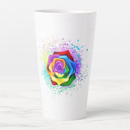 Roos voor kleurrijke regenboog latte mok (Voorkant)