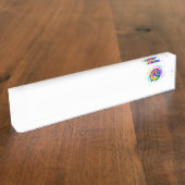 Roos voor kleurrijke regenboog naambordje (Zijkant)