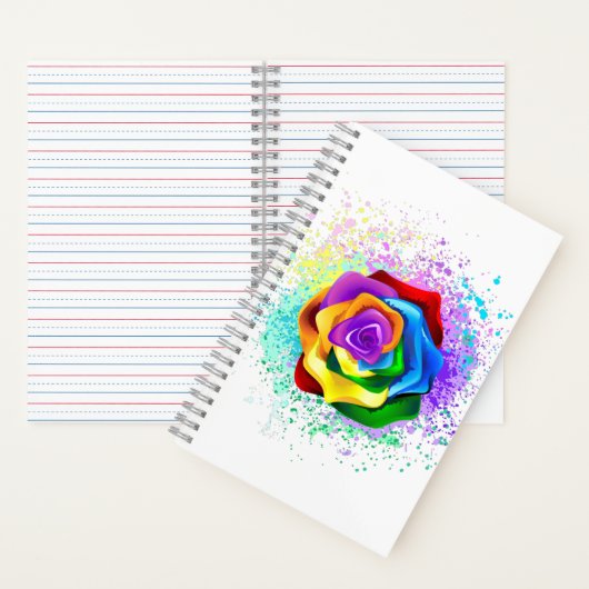 Roos voor kleurrijke regenboog notitieboek (Binnen)