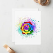 Roos voor kleurrijke regenboog notitiekaartje (Voorkant / Achterkant in situ)