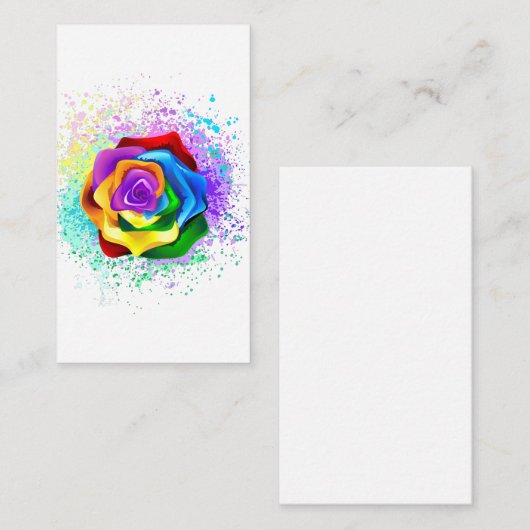 Roos voor kleurrijke regenboog notitiekaartje (Voorkant / Achterkant)