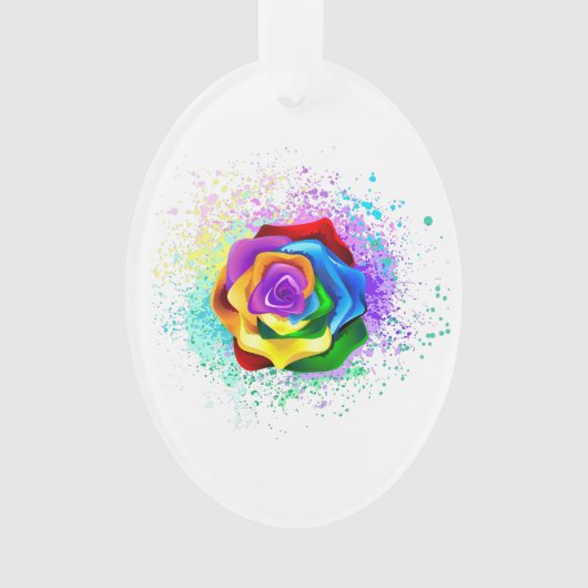Roos voor kleurrijke regenboog ornament (voorkant)